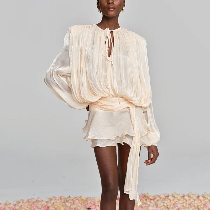 Elegant Splice Lace-Up Dress