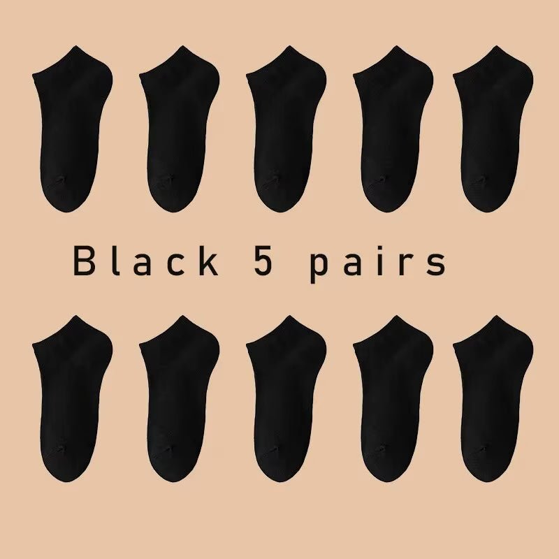 5 Pairs of Women'S/Men'S Boat Socks Invisible Low Cut anti Slip Summer No Show Ankle Socks Solid Color Casual Breathable