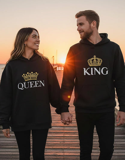 King and Queen Hoodies Set for His and Hers Sweatshirts Matching Couple Hoodies