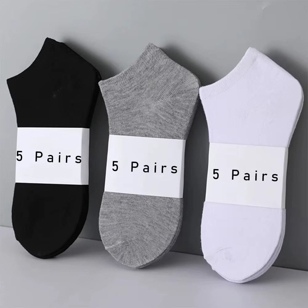 5 Pairs of Women'S/Men'S Boat Socks Invisible Low Cut anti Slip Summer No Show Ankle Socks Solid Color Casual Breathable